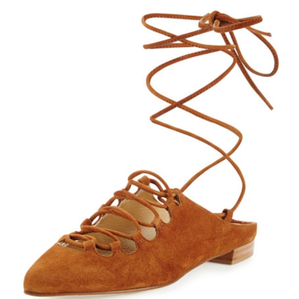 Stuart Weitzman Brown Suede Stringdown Flats - image 1